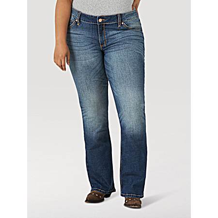 Women's Retro Mae Dark Blue Mid-Rise Bootcut  Denim Jeans