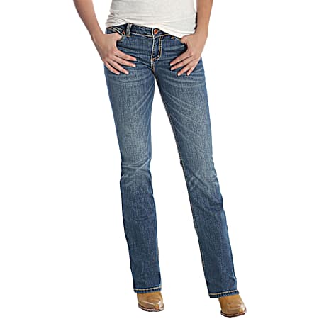 Women's Retro Mae Medium Blue Mid-Rise Bootcut Denim Jeans