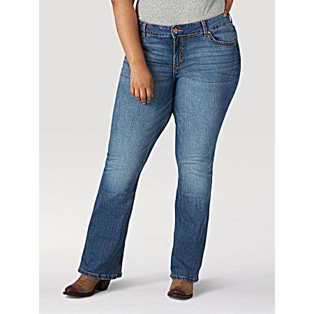 Women's Retro Mae Medium Blue Mid-Rise Bootcut Denim Jeans