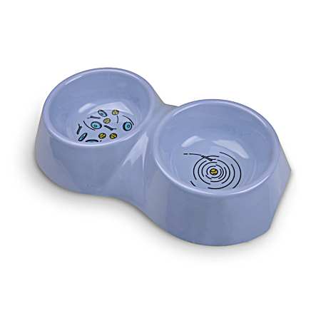 32 oz EcoWare Decorated Large Double Dish w/ Non-Skid Silicone Feet - Assorted