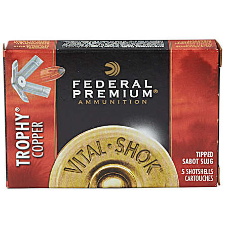 12 Gauge Vital-Shok Trophy Copper Sabot Slug 3'' 300 Grain Shotshells - 5 Rounds