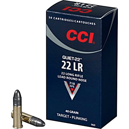 .22 LR Quiet 22 40 Grain Rimfire Cartridges - 50 Rounds