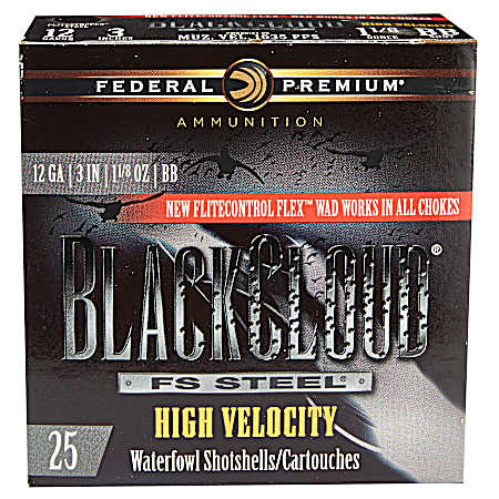 12 Gauge Black Cloud FS Steel Waterfowl 3'' BB Shot Shotshells - 25 Rounds
