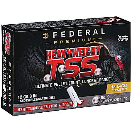 12 Gauge Premium Heavyweight TSS Turkey 3'' 9 Shot Shotshells - 5 Rounds