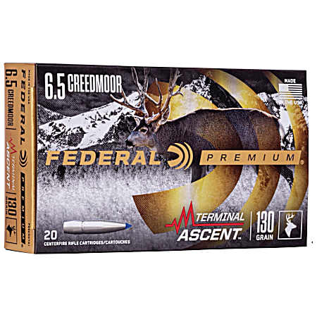 6.5 Creedmoor 130 Gr Premium Terminal Ascent Rifle Cartridges - 20 Rds