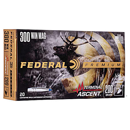 .300 Winchester Magnum Premium Terminal Ascent 200 Grain Rifle Cartridges - 20 Rounds