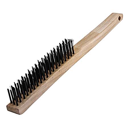 13-5/8 in Wood Handle Wire Brush w/ 3 x 19 Rows