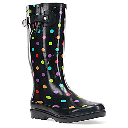 Women's Black Dot City Tall Rain Boot