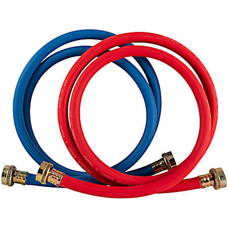 5 ft High Pressure Red & Blue Washing Machine Fill Hoses - 2 Pk