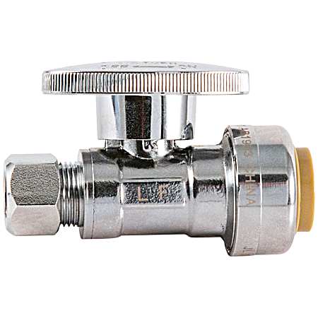 Chrome Push-to-Connect Straight Valve w/ 1/2 in Push Connect & 3/8 in OD