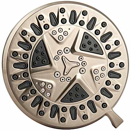 4.25 in Brushed Nickel SpaMassage Fixed Shower Head w/ 6 Sprays