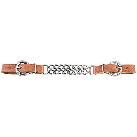 Russet Harness Leather Double Flat-Link Chain Curb Strap