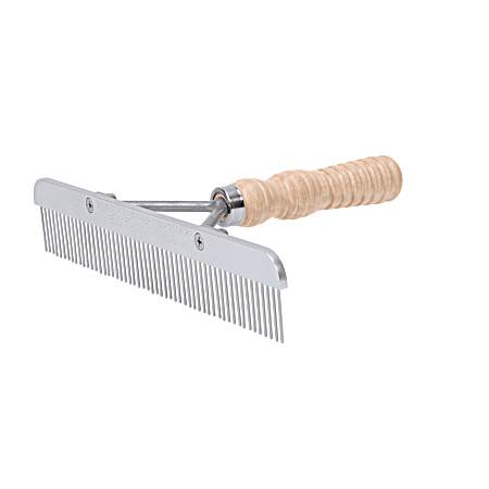 Stainless Steel Blunt Tooth Comb w/ Wood Handle