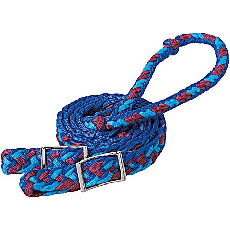 Blue/Purple/Hurricane Blue Braided Nylon Barrel Rein