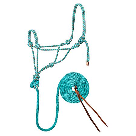 Teal/Gray/Orange Diamond Braid Rope Halter & Lead