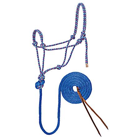 Blue/Orange/Lime Diamond Braid Rope Halter & Lead
