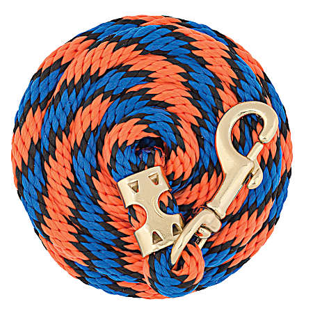 8 ft Orange/Black/Blue Value Lead Rope w/ Brass Plated 225 Snap