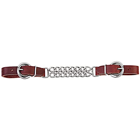 Burgundy Double Flat Link Chain Curb Strap