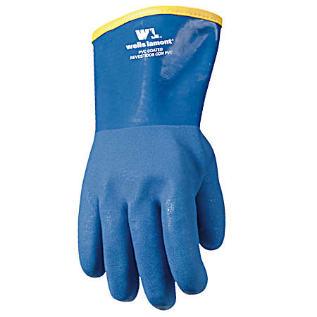 Men's Blue Winter Lined Heavy Duty PVC Gloves