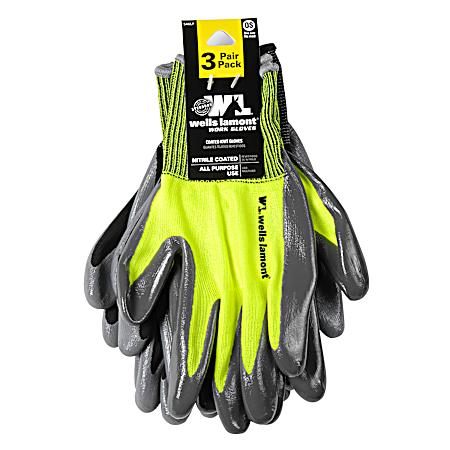 Men's Nitrile Coated Gloves - 3 Pk
