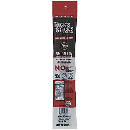 1.7 oz Grass Fed Spicy Beef Sticks