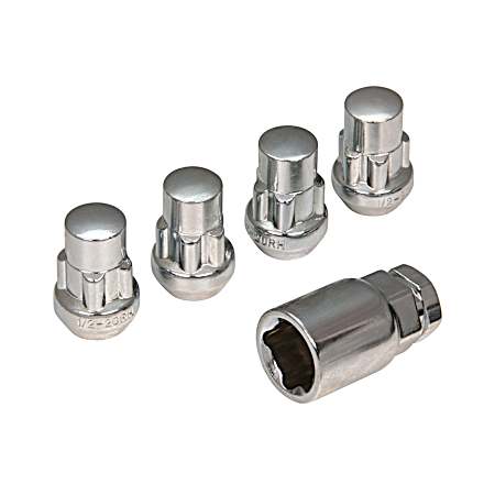 0.5 in Chrome Acorn Socket Wheel Lock Lug Nuts  - 4 Pk