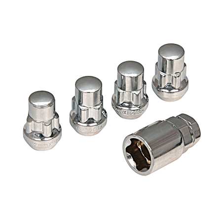 12mm Chrome Acorn Socket Wheel Lock Lug Nuts  - 4 Pk