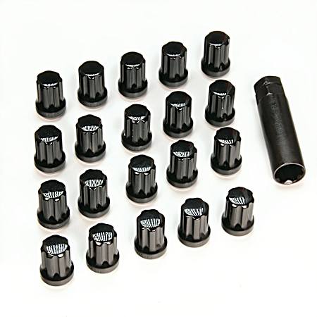 14mm Black Chrome Duplex Spline Acorn Wheel Kit - 20 pc