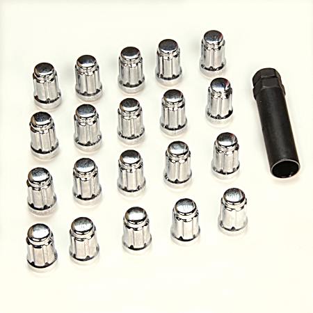 12mm Black Chrome Spline Acorn Wheel Kit - 20 pc