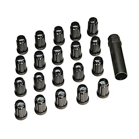 0.5 in Black Chrome Spline Acorn Wheel Kit - 20 pc
