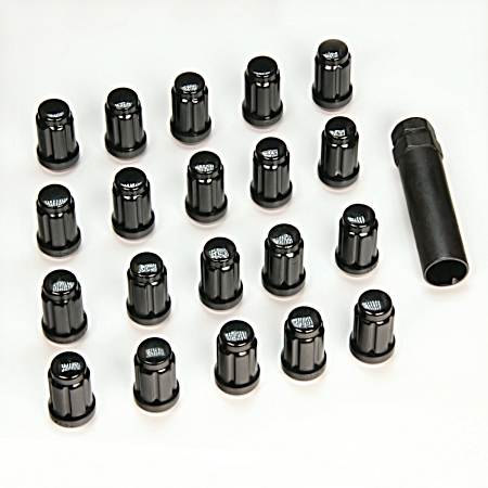 12mm Black Chrome Spline Acorn Wheel Kit - 20 pc