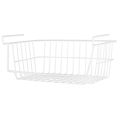White Under-the-Shelf Hanging Wire Basket