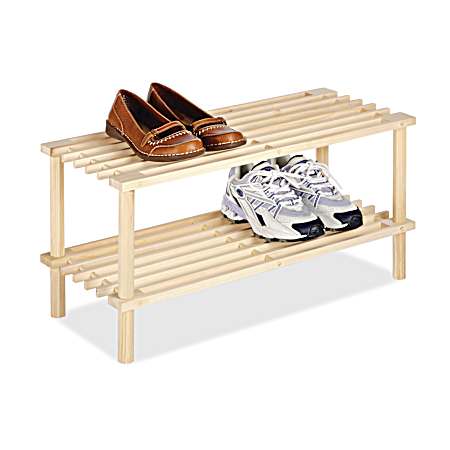 Natural Wood 2-Tier Household Shelves