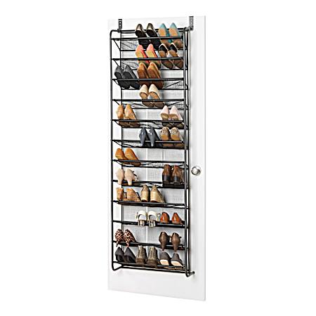 Over-the-Door Gunmetal 36-Pair Shoe Rack