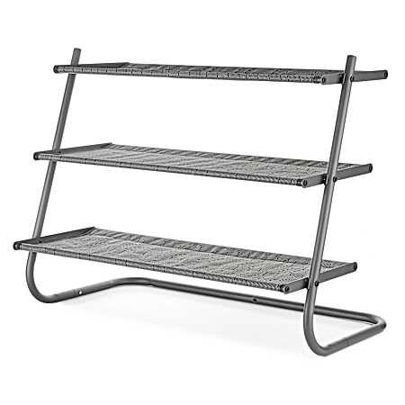 Gunmetal 3-Tier Angled Shoe Shelves