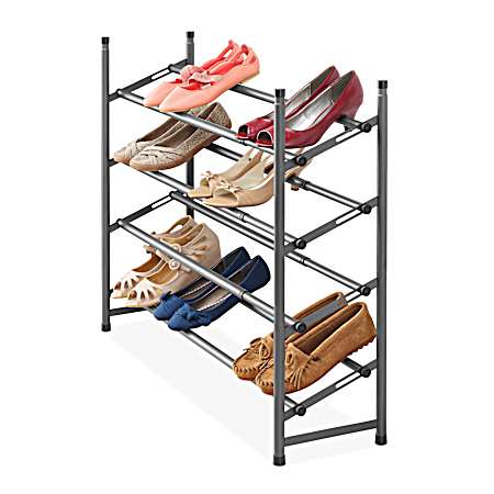 Gunmetal 4-Tier Expandable Shoe Rack