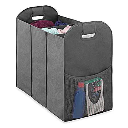 3-Section Gray Accordion Laundry Sorter