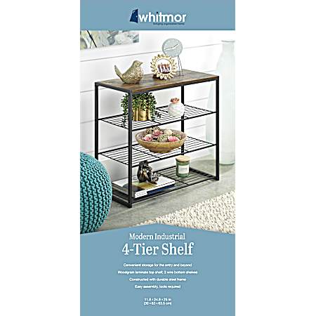 Modern Industrial Black 4-Tier Storage Shelves