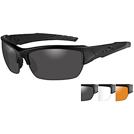 Valor 3-Lens Kit, Grey, Clear, Rust w/ Matte Black Frame Shooting Glasses