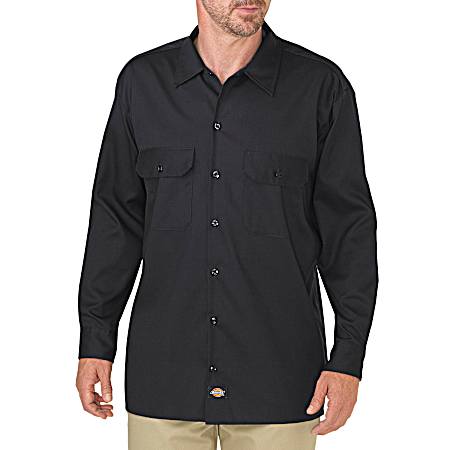 Men's FLEX Button Front Long Sleeve Twill Work Shirt