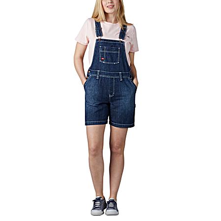 Women's Stonewashed Indigo Regular Fit Bib Shortalls