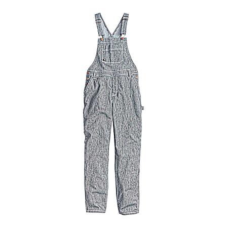 Women's Blue/White Hickory Stripe Relaxed Fit Straight Leg Bib Overalls