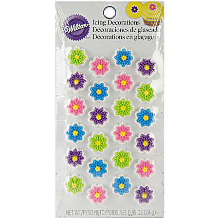 Mini Flower Icing Decorations - 24 ct
