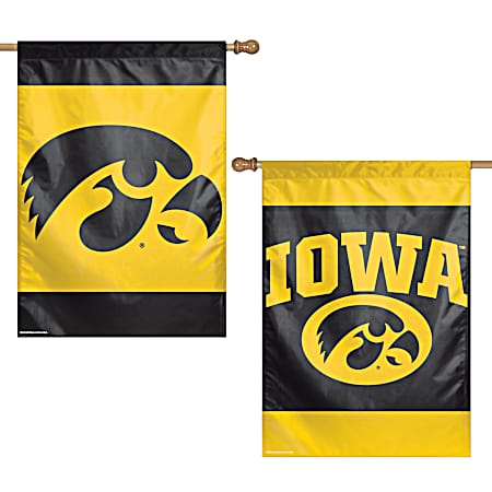 28 in x 40 in Iowa Hawkeyes Black Logo Premium Vertical Flag
