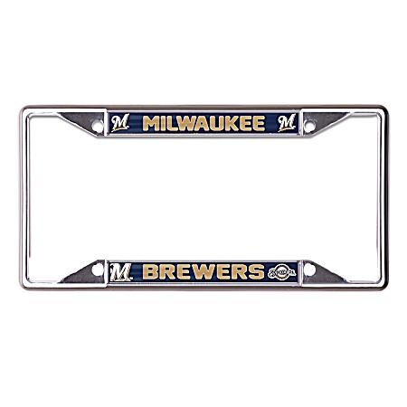 6.25 in x 12.25 in Milwaukee Brewers Metal License Plate Frame