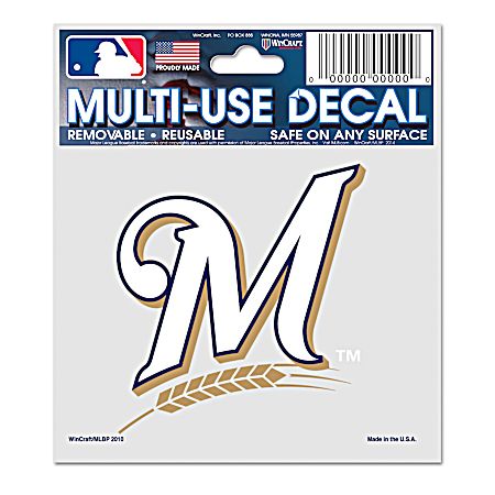 3 in x 4 in Milwaukee Brewers Multi-Use Vinyl Decal