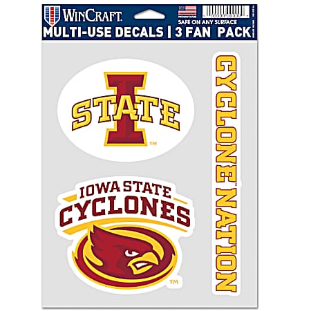 Iowa State Cyclones Multi-Use Decals - 3 Fan Pack