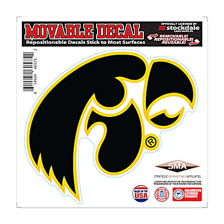 6 in x 6 in Iowa Hawkeyes Movable Decal