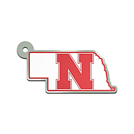 Nebraska Cornhuskers Metallic Acrylic Full Color Laser-Cut State Key Ring