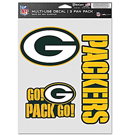Green Bay Packers Multi-Use Decals - 3 Fan Pack